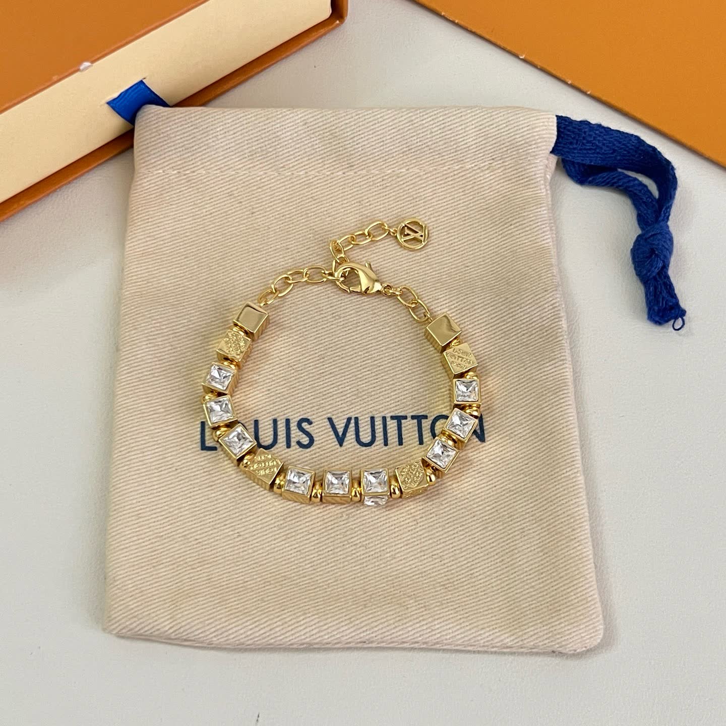 Louis Vuitton Gold Tone Crystal Bracelet